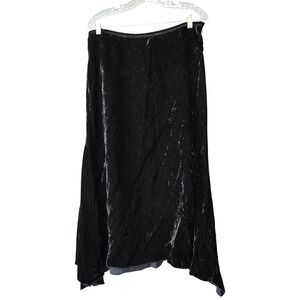 Vtg J Jill Maxi Skirt M Black Velvet Whimsigoth Asymmetrical Hem Art To Wear